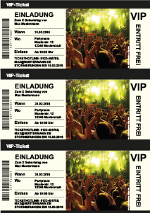 VIP-Einladung im Konzertticket-Stil